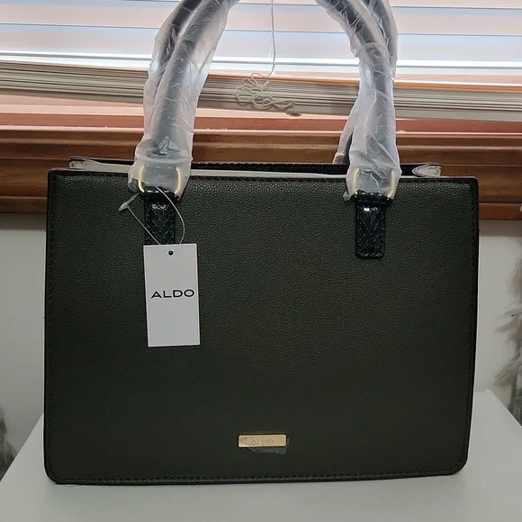 Aldo Hunter Green, Cream, Snakeskin Women's Handbag - Picture 4 of 6